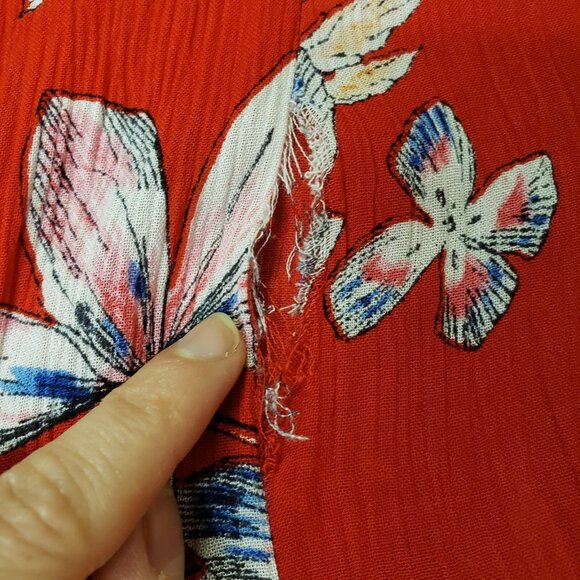 Woman Within Woven Maxi Boho Tropical Dress Size 2X Red Vacation Travel Island - Picture 10 of 14